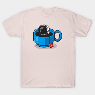 Cute Astronaut Tea Cartoon T-Shirt